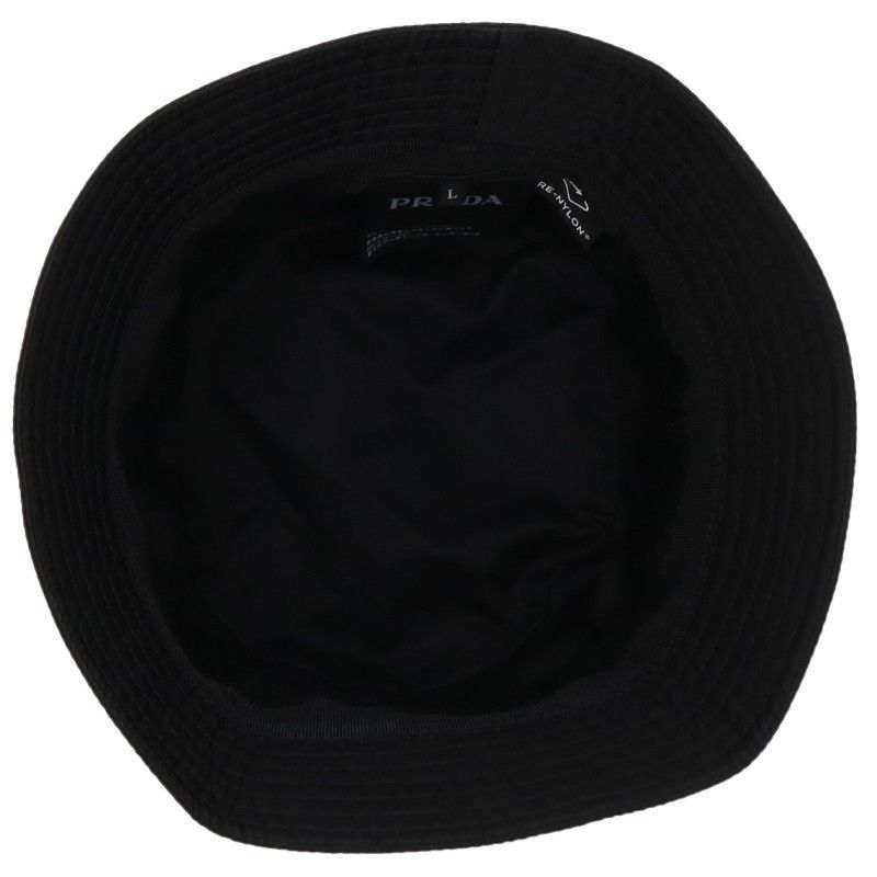 Prada Triangle Plate Nylon Bucket Hat — view 3