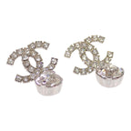 Chanel CC Logo Earrings Metal Crystal Silver — view 5