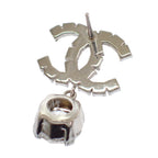 Chanel CC Logo Earrings Metal Crystal Silver — view 8