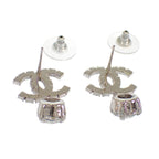 Chanel CC Logo Earrings Metal Crystal Silver — view 6