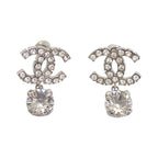 Chanel CC Logo Earrings Metal Crystal Silver — view 2