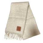 Loewe Anagram Patch Mohair Shaggy Scarf Off White