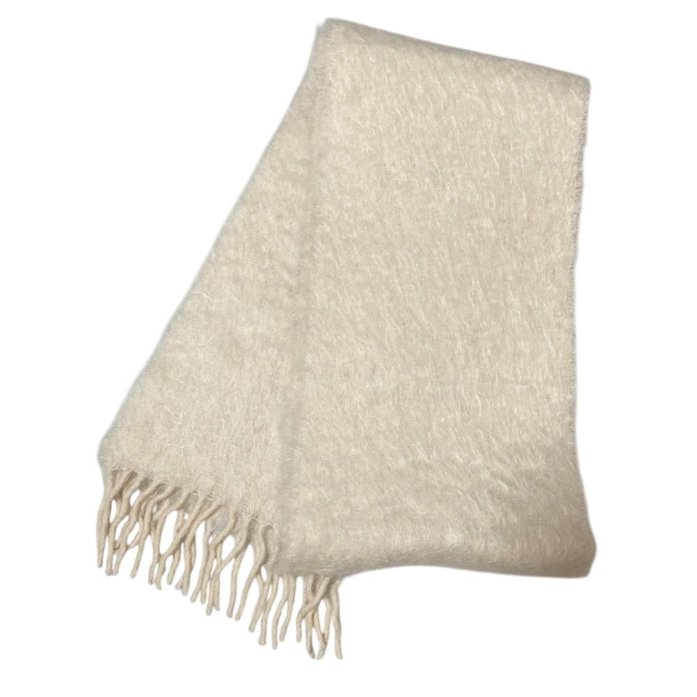 Loewe Anagram Patch Mohair Shaggy Scarf Off White — view 2