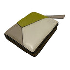 Loewe Puzzle Leather Compact Zip Wallet Bifold Beige Gray Green — view 3