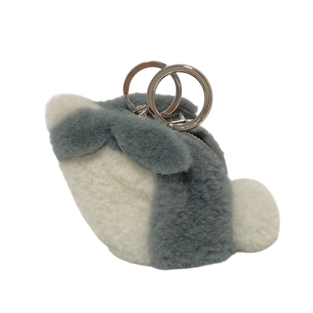 Loewe Shearling Bunny Charm Coin Purse Gray White