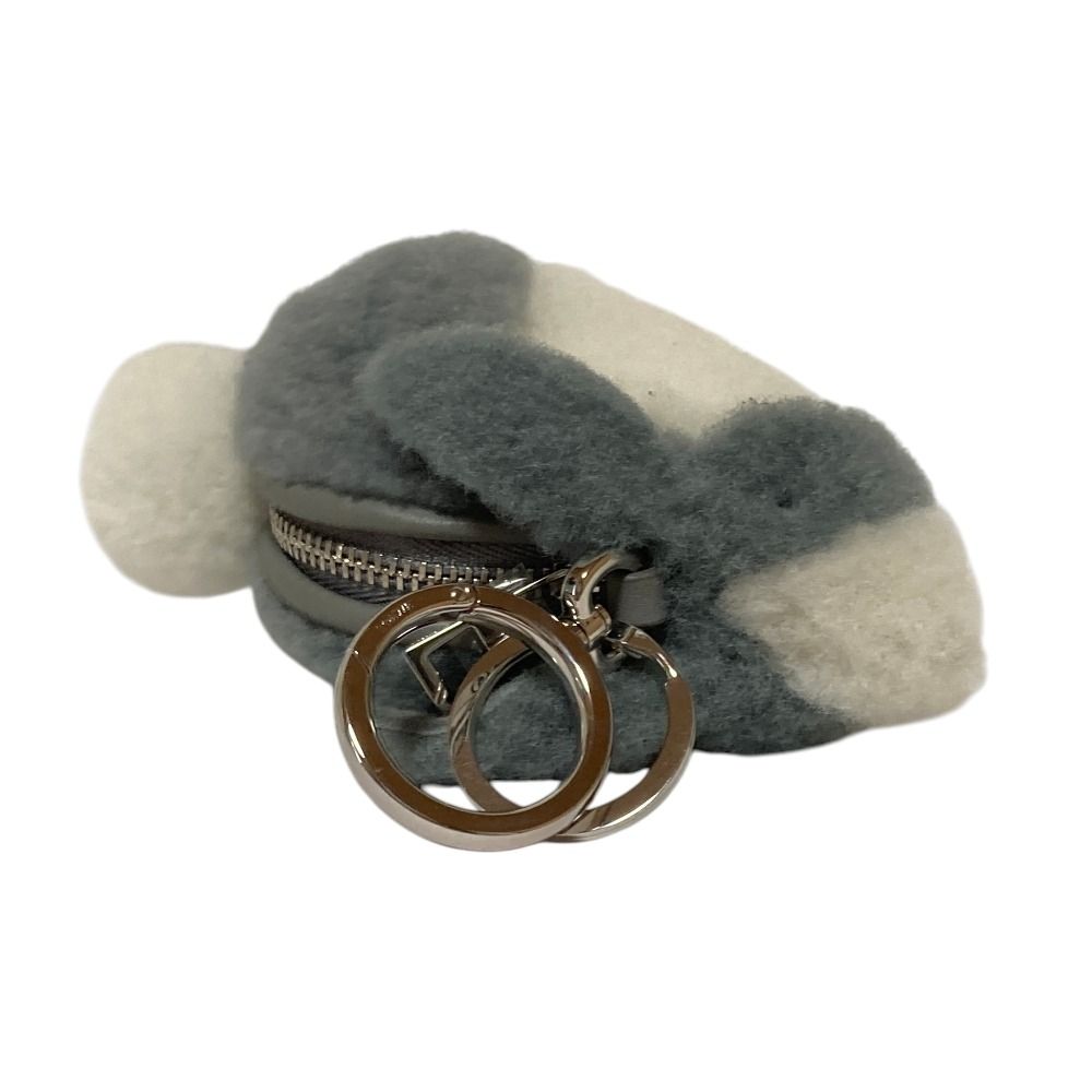 Loewe Shearling Bunny Charm Coin Purse Gray White — view 4