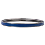 Hermes Uni Enamel Bracelet Bangle Silver Colored Blue — view 4