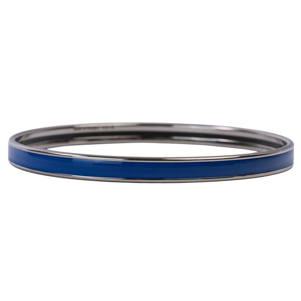 Hermes Uni Enamel Bracelet Bangle Silver Colored Blue — view 4