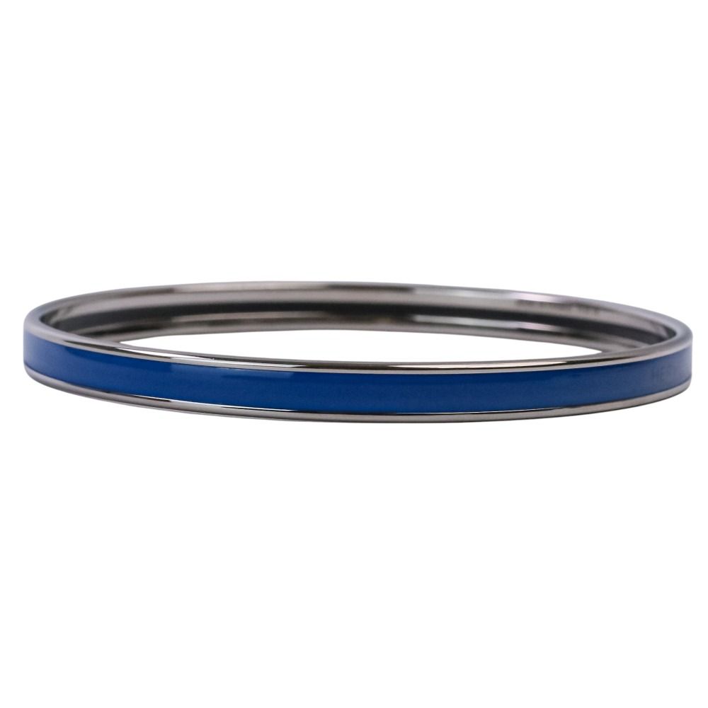 Hermes Uni Enamel Bracelet Bangle Silver Colored Blue — view 5