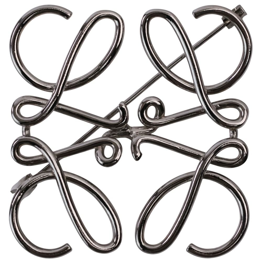 Loewe Anagram Brooch Silver Colored