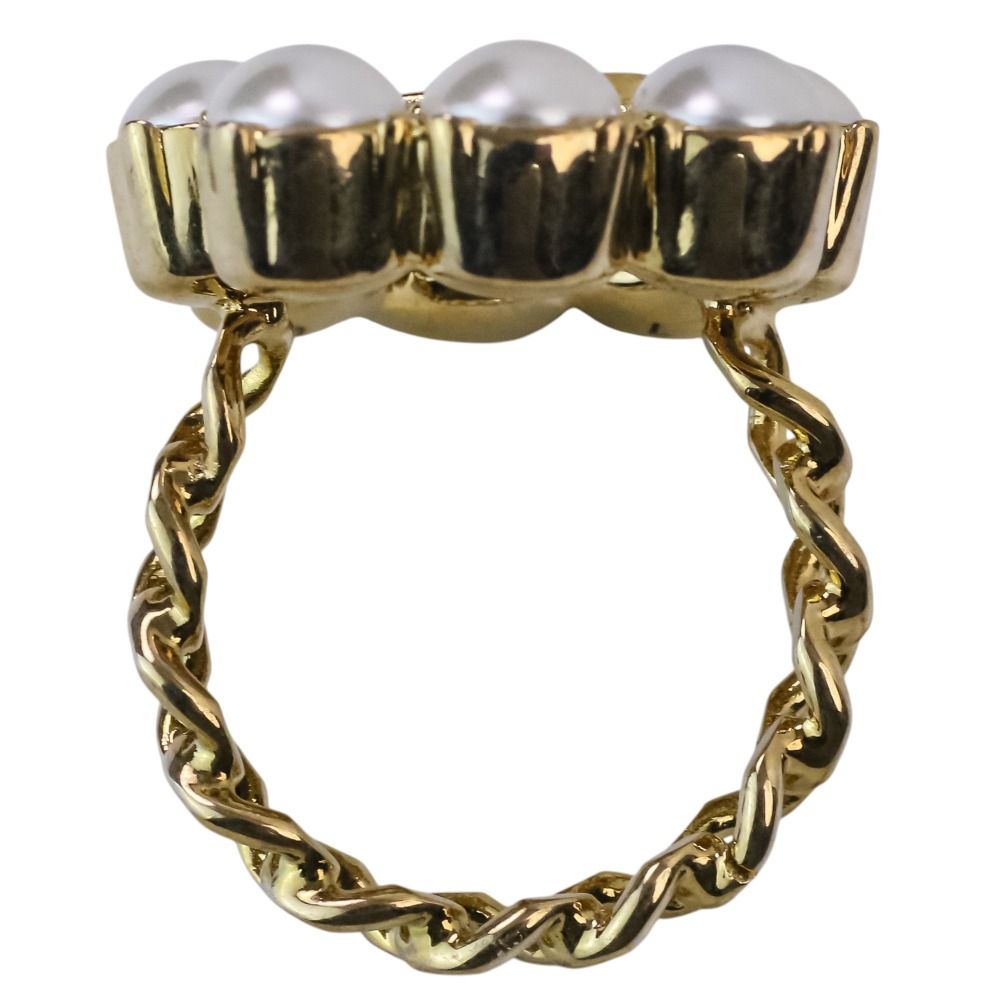 Gucci Double G Flower Pearl Ring Gold Colored — view 7