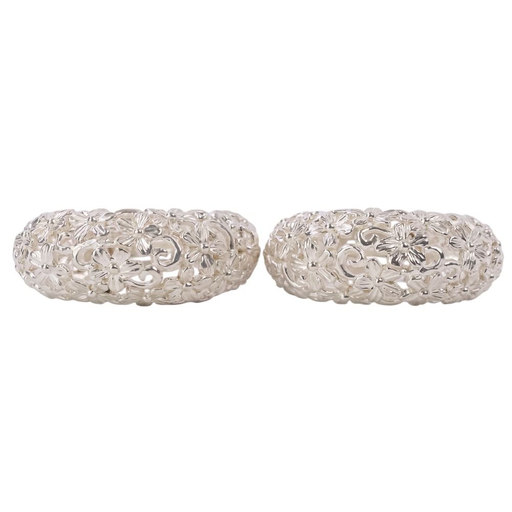 Saint Laurent Flower Motif Large Earrings 925 Sterling Silver — view 4
