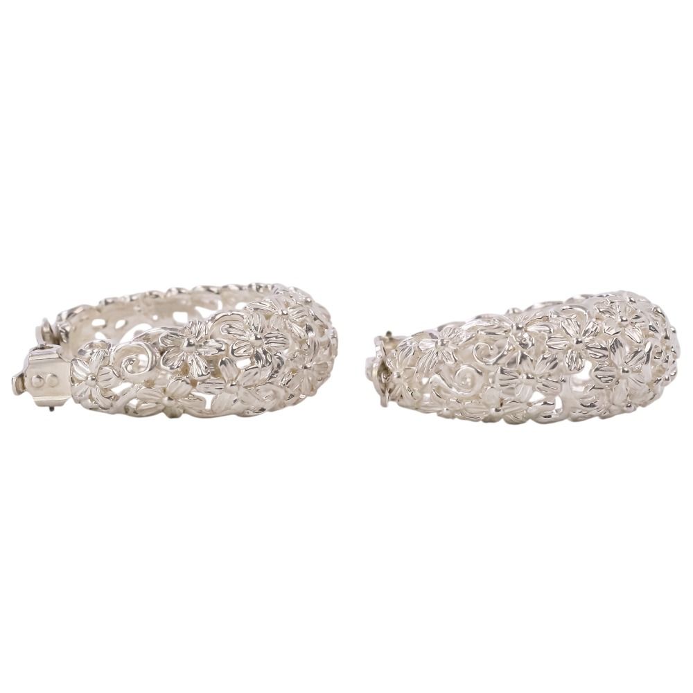 Saint Laurent Flower Motif Large Earrings 925 Sterling Silver — view 7