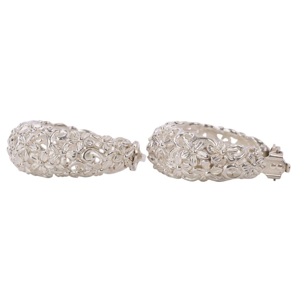 Saint Laurent Flower Motif Large Earrings 925 Sterling Silver — view 5