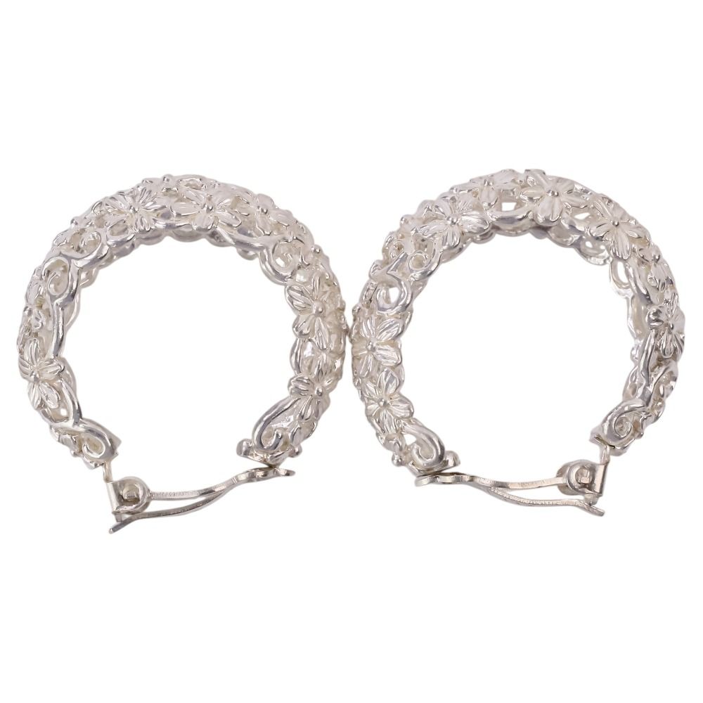 Saint Laurent Flower Motif Large Earrings 925 Sterling Silver — view 8