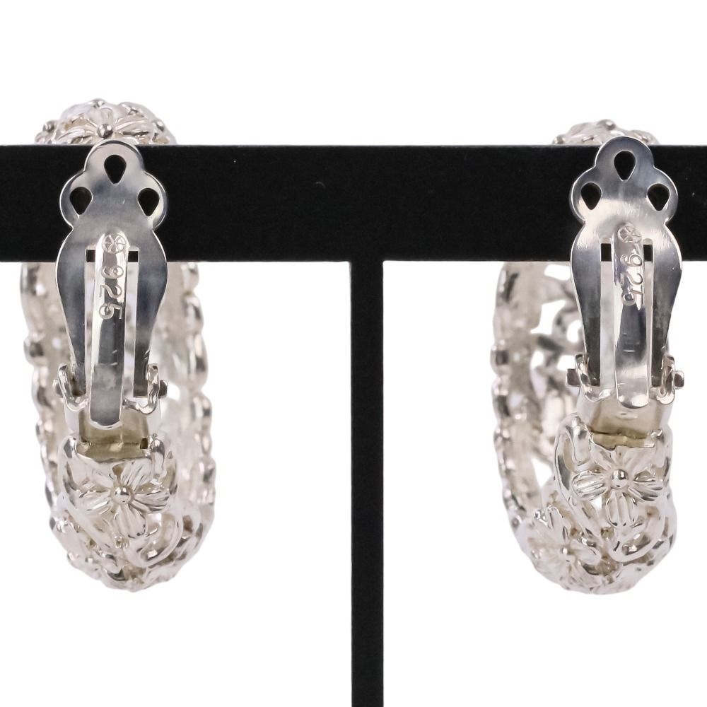 Saint Laurent Flower Motif Large Earrings 925 Sterling Silver — view 3