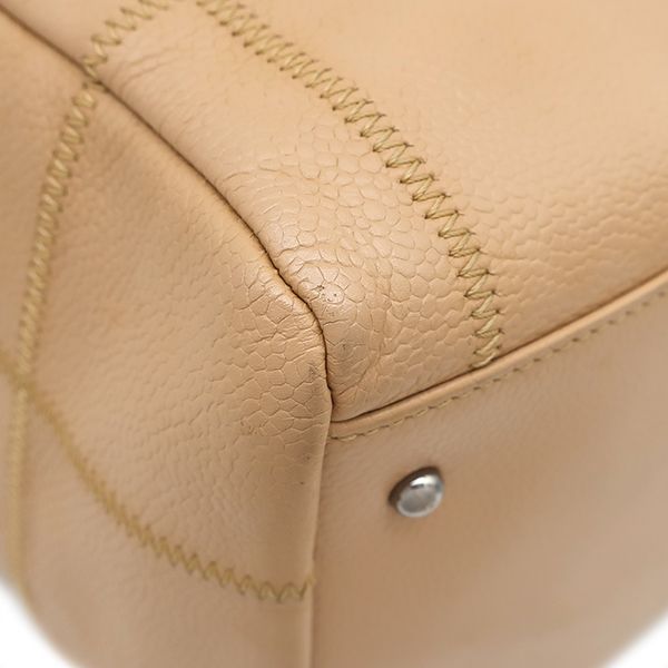 Chanel Choco Bar Caviar Leather Beige Silver Shoulder Bag 93 — view 5