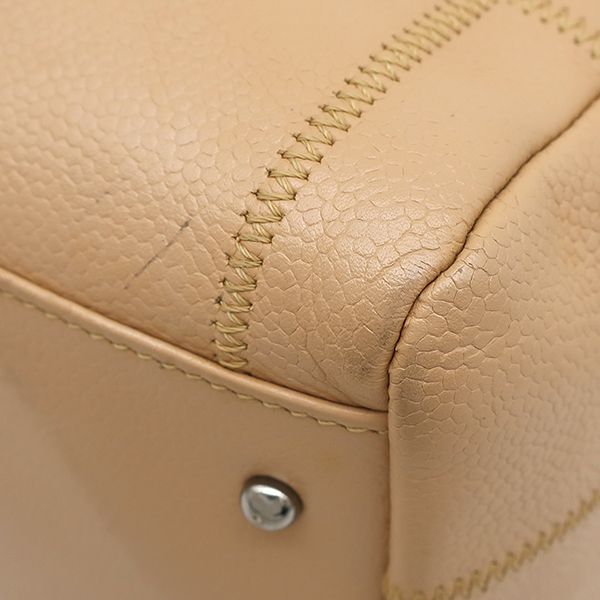 Chanel Choco Bar Caviar Leather Beige Silver Shoulder Bag 93 — view 4