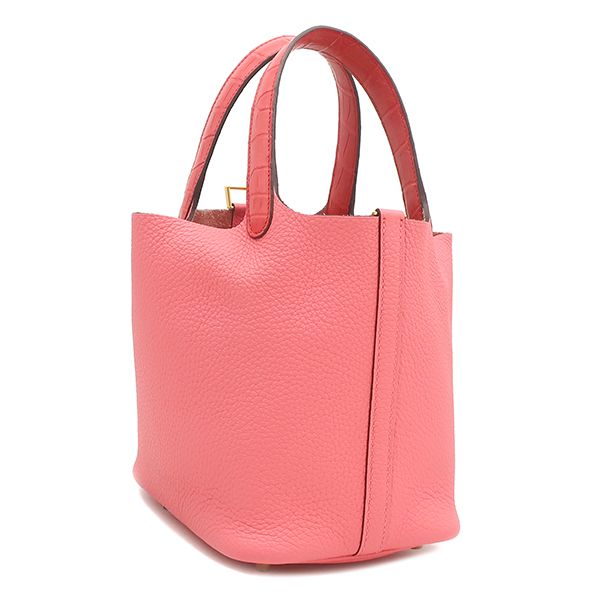 Hermes Handbag Picotin Lock 18 PM Touch Taurillon Clemence Alligator Matte Rose — view 3