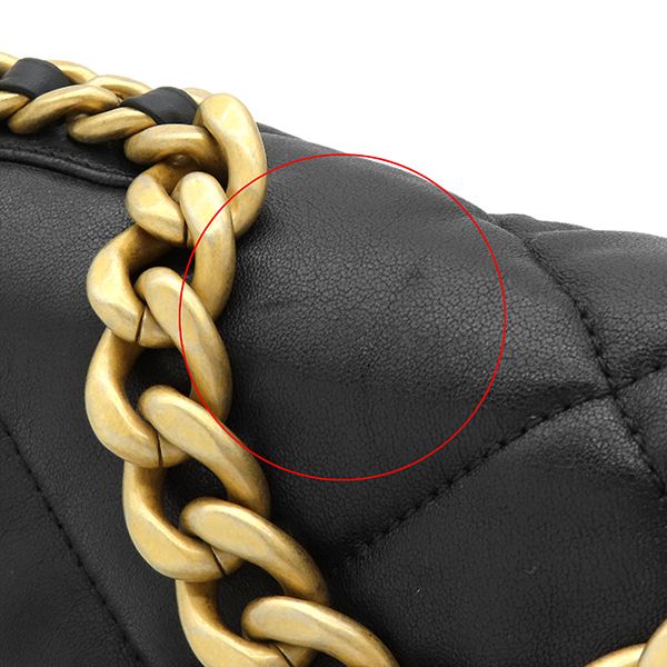 Chanel Shoulder Bag Chanel 19 Chain Lambskin Black Gold CC Logo 28 — view 6