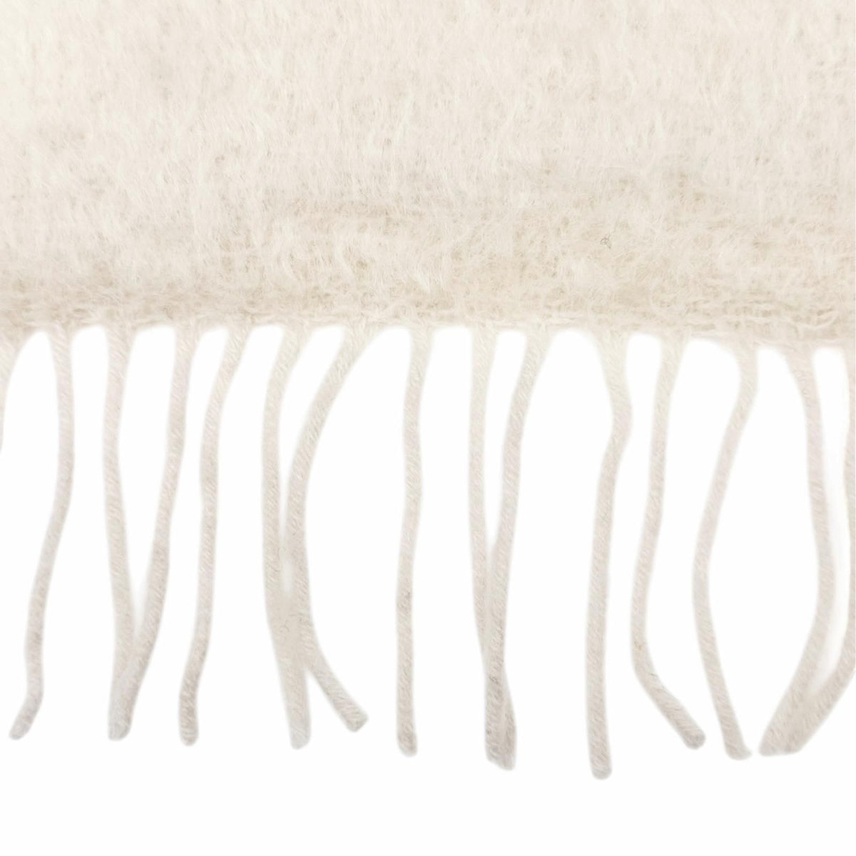 Loewe Mohair Wool Anagram Leather Patch Fringe Long Scarf Ivory — view 7