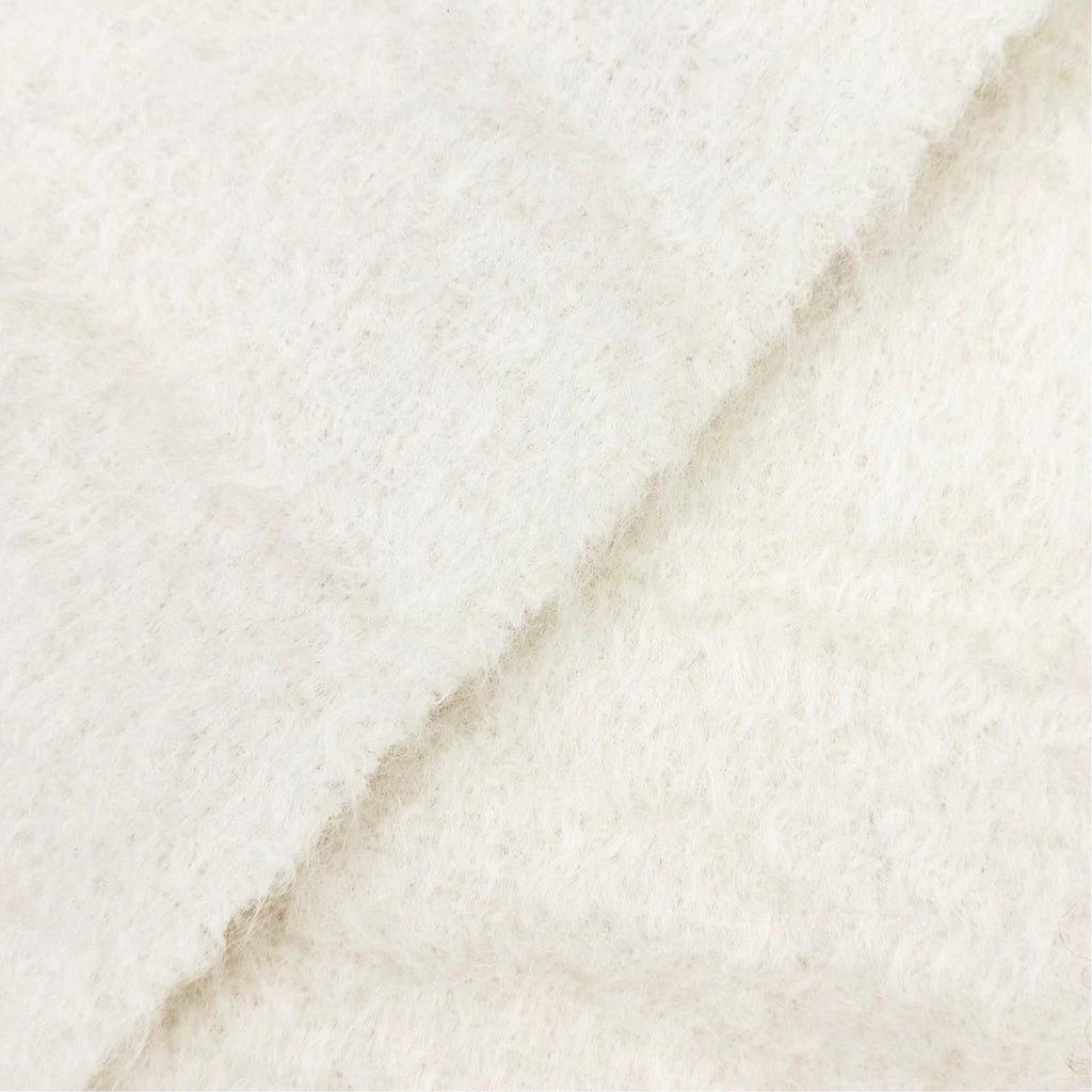 Loewe Mohair Wool Anagram Leather Patch Fringe Long Scarf Ivory — view 6