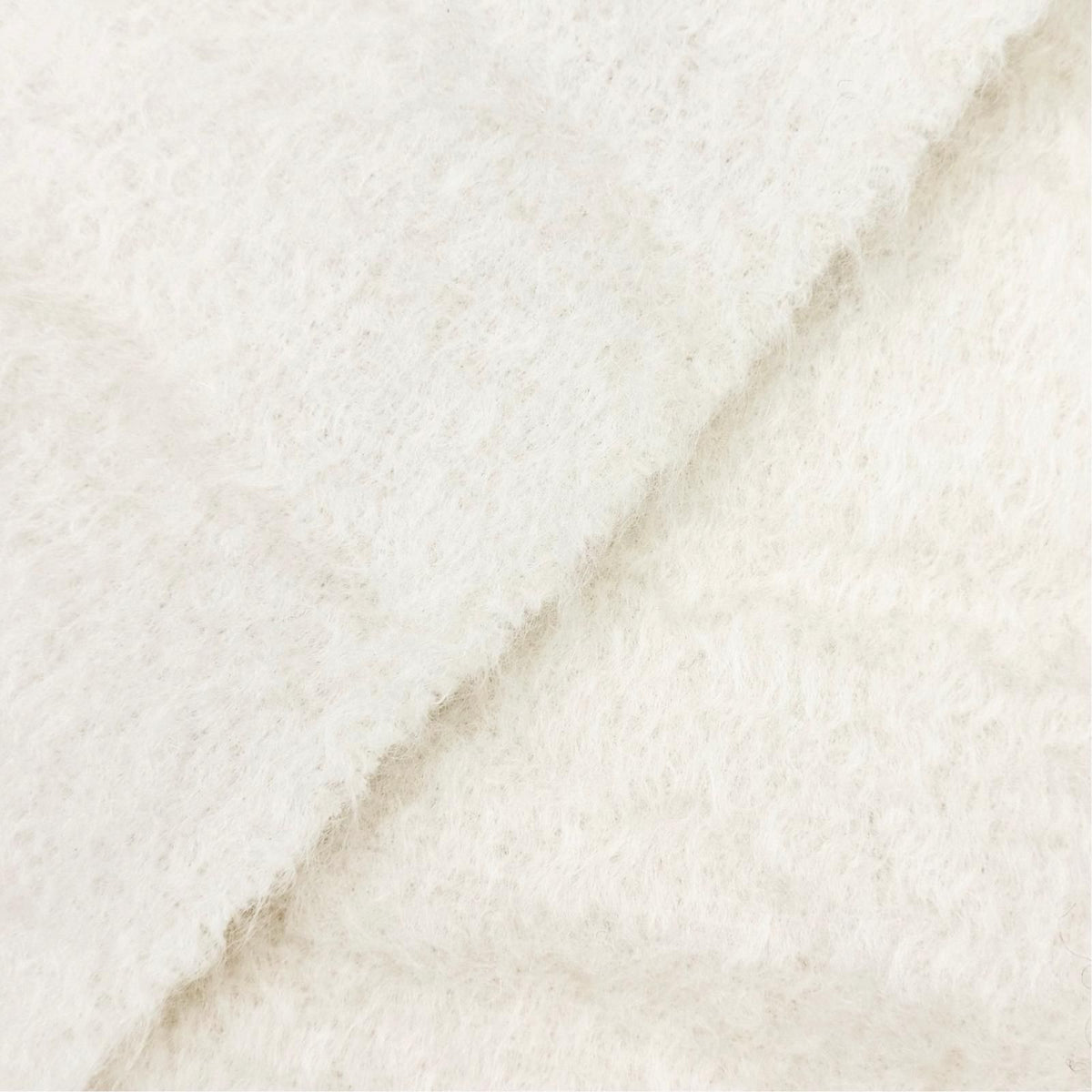 Loewe Mohair Wool Anagram Leather Patch Fringe Long Scarf Ivory — view 6