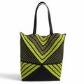 Loewe Puzzle Fold XL Tote Bag Raffia Leather Logo Black Green Gold