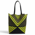 Loewe Puzzle Fold XL Tote Bag Raffia Leather Logo Black Green Gold