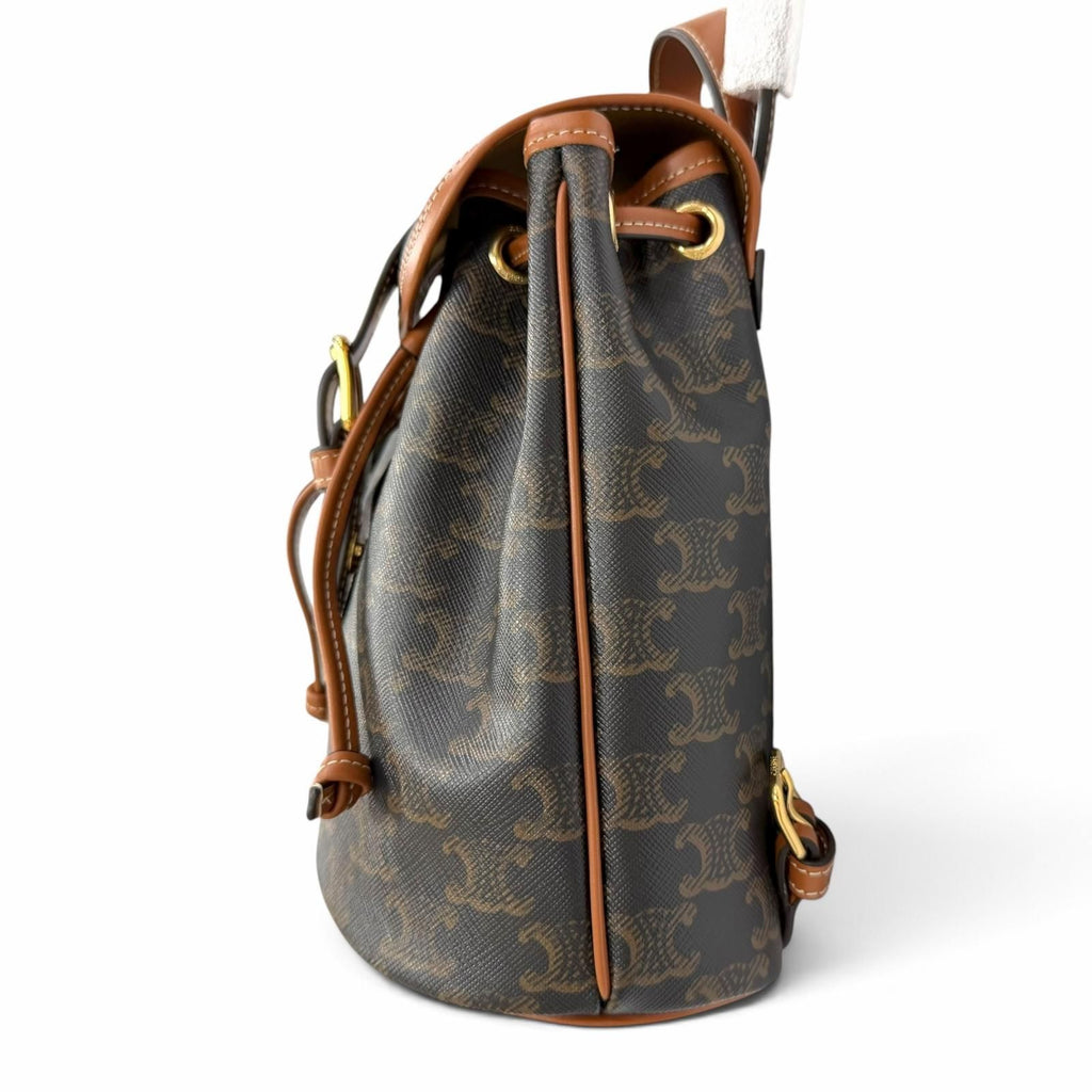 Celine Mini Folco Backpack Triomphe Canvas Calfskin Tan — view 5