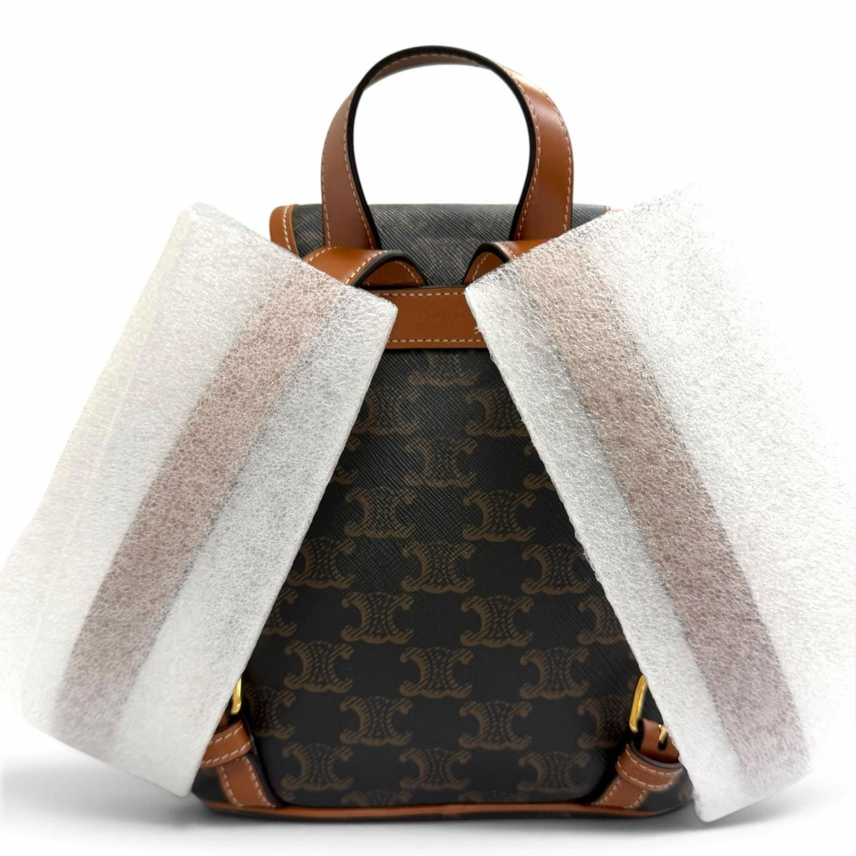 Celine Mini Folco Backpack Triomphe Canvas Calfskin Tan — view 4