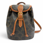 Celine Mini Folco Backpack Triomphe Canvas Calfskin Tan