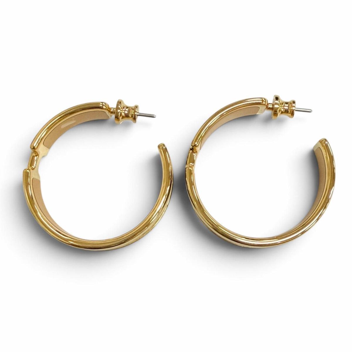 Hermes Olympe GM Hoop Earrings Lizard Gold Blue — view 5