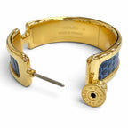 Hermes Olympe GM Hoop Earrings Lizard Gold Blue — view 7