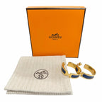 Hermes Olympe GM Hoop Earrings Lizard Gold Blue — view 2
