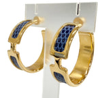 Hermes Olympe GM Hoop Earrings Lizard Gold Blue — view 3