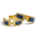 Hermes Olympe GM Hoop Earrings Lizard Gold Blue — view 6