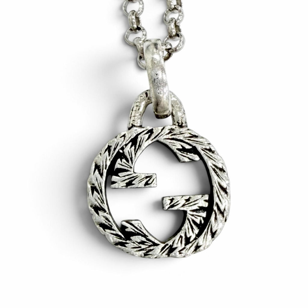 Gucci Interlocking G Arabesque Chain Necklace Silver