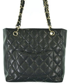Chanel Caviar Leather CC Logo Chain Tote Bag — view 2