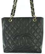 Chanel Caviar Leather CC Logo Chain Tote Bag