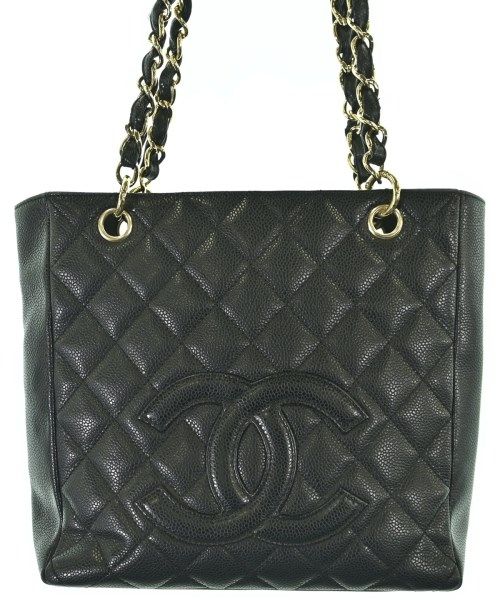 Chanel Caviar Leather CC Logo Chain Tote Bag