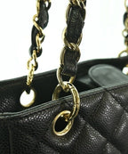 Chanel Caviar Leather CC Logo Chain Tote Bag — view 7