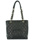Chanel Caviar Leather CC Logo Chain Tote Bag — view 3
