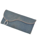 Dior Denim Saddle Long Flap Wallet Coin Purse