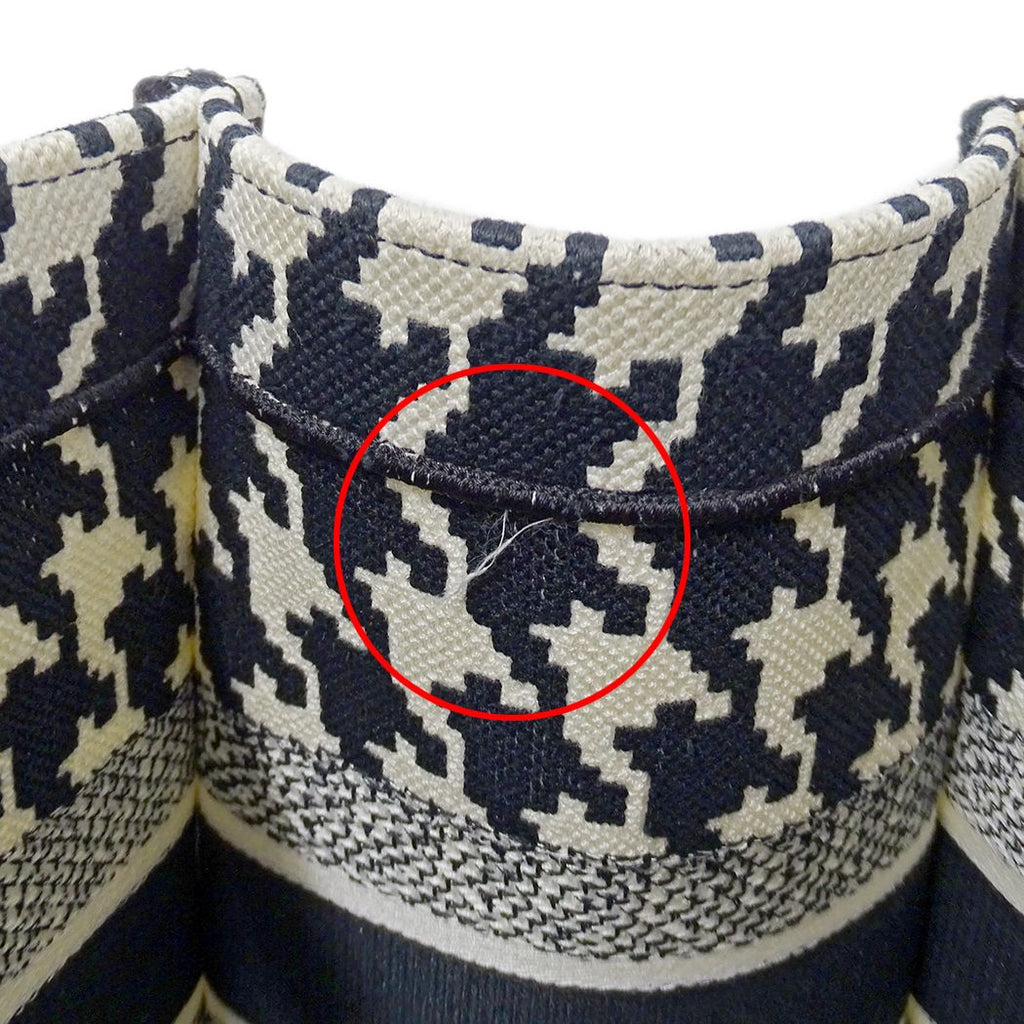 Dior Tote Bag Book Medium Canvas Black White Houndstooth Logo Large — view 8
