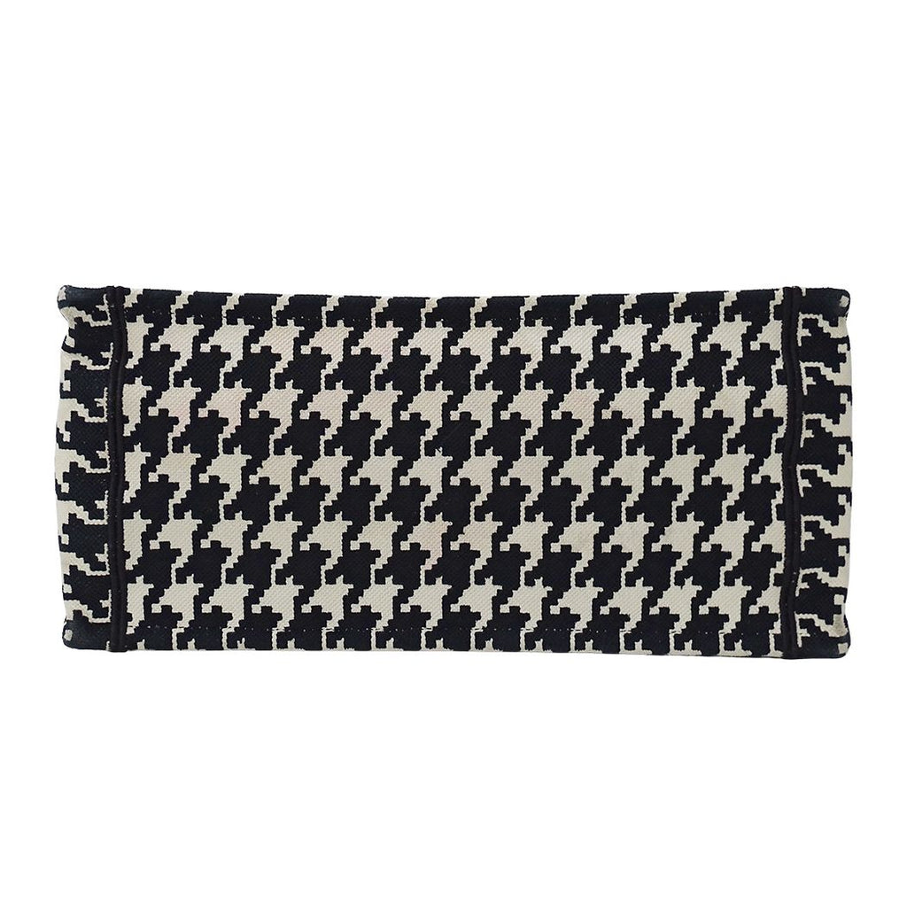 Dior Tote Bag Book Medium Canvas Black White Houndstooth Logo Large — view 3
