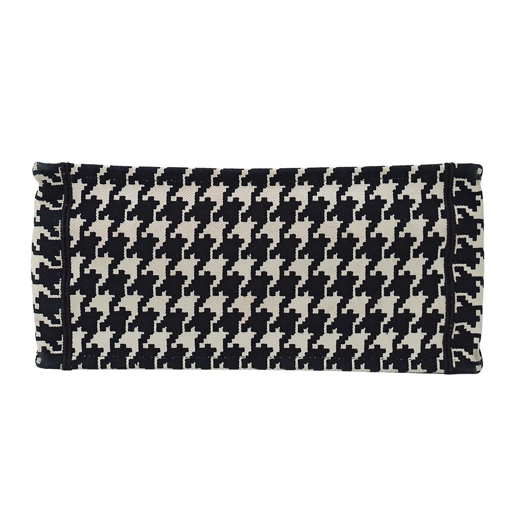 Dior Tote Bag Book Medium Canvas Black White Houndstooth Logo Large — view 3