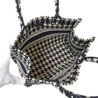 Dior Tote Bag Book Medium Canvas Black White Houndstooth Logo Large — view 5