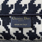 Dior Tote Bag Book Medium Canvas Black White Houndstooth Logo Large — view 6