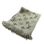 Louis Vuitton Logomania Scarf Shawl Logo Monogram Fringe Gray